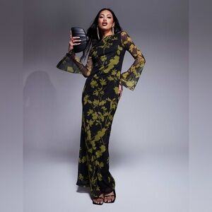ASOS DESIGN low back floral mesh maxi
